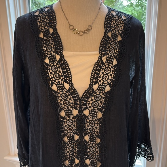 La Blanca 100% Cotton Swim Cover Up, Black, Size Small, EUC - Picture 2 of 6